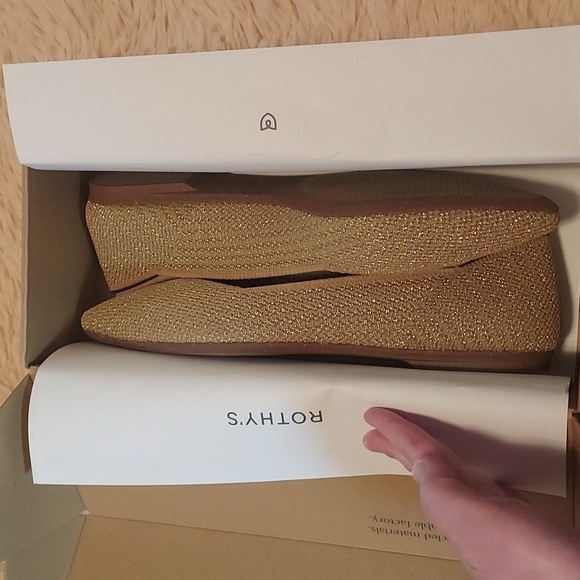 Rothy's The Point II Flats In Gold Stripe - Picture 9 of 16